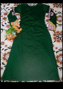 Green Ethnic Dress with Embroidery