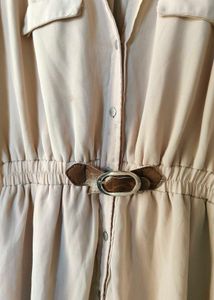 Chic Beige Shirt Dress