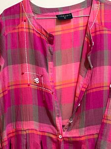 Pink Checked Fit And Flare Dress