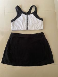 Pink Sporty Bra & Skort Set