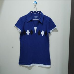 Beechers Brook Diamond Pattern Blue top
