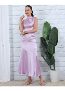 Satin Ruched Midi Dress