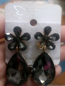 Elegant Dark Crystal Drop Earrings