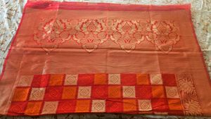 Elegant Red Patterned Saree with Blouse