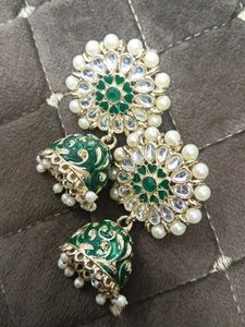 Elegant Green Jhumka Earrings