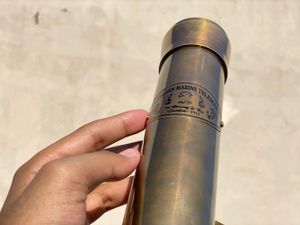 Vintage Brass Telescope with Wooden Tripod