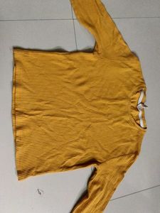 Yellow Ribbed Long Sleeve Top