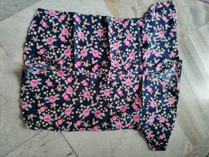 Blue Floral Print Kurta Set