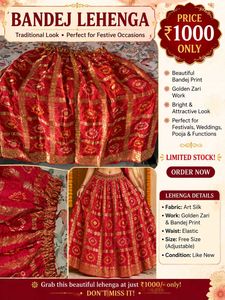 Beautiful Red Bandhej Lehenga 💃💃