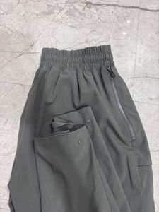 Olive Green Cargo Pants with Zipper Pockets