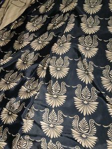 crape gold black saree