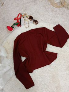 Maroon Long Sleeve Short Coat