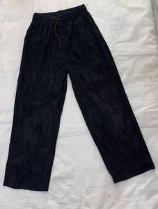 Crinkled Wide-Leg Pants with Drawstring
