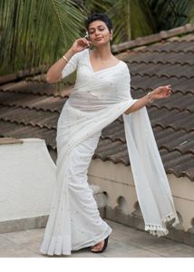 Suta Original Sequin White Saree