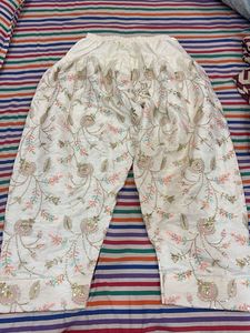 Elegant White Embroidered Patiala Set