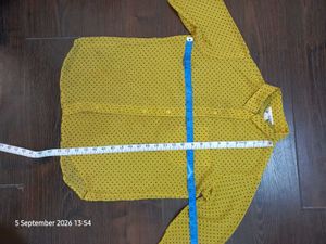 Chic Yellow Polka Dot Long Sleeve Top