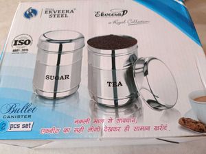 Ekveera Steel Canister Set tea & sugar container