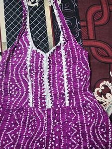 Purple Bandhani Print Dress