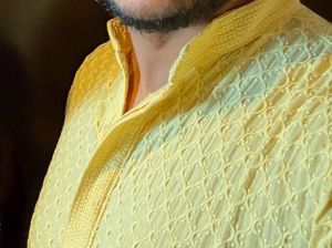 Men's Yellow Embroidered Kurta