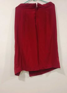 Classic Burgundy Front-Slit Pencil Skirt