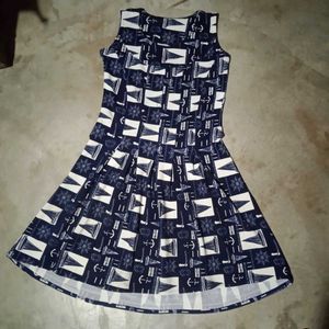 Nautical Print Sleeveless Dress