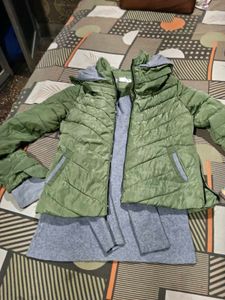 Green Padded Jacket with winter top free