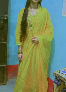 Beautiful Yellow Embroidered Kurta Set