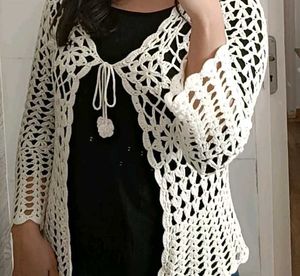 Boho Crochet Top - Woollen + Front open