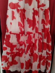 Red &amp; White Tiered Midi Dress
