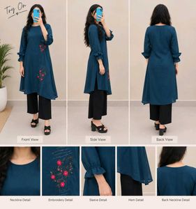 Grey Embroidered Kurta🩶