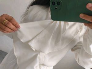 Korean White Ruffle Shirt 🔥