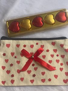 Heart Print Pouch with Bow❤️