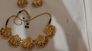 Elegant Gold-Tone Necklace and Earring Set