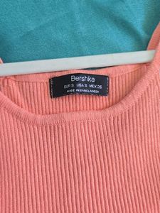 Lowest Prices_Ribbed Coral Halter Tank Top