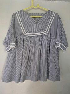 Blue Striped Sailor Collar Top