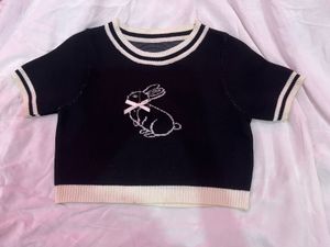 Cropped Cute Bunny Knit Top