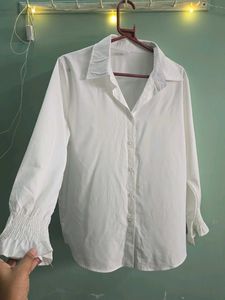 Korean Classic White Button-Up Shirt