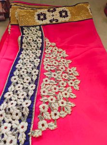 Pure Georgette Beautiful Pink Embroidered Saree