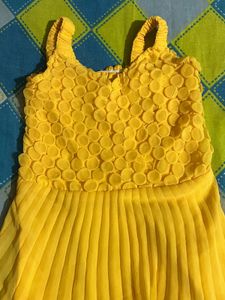 Vibrant Yellow Pleated Midi Dress