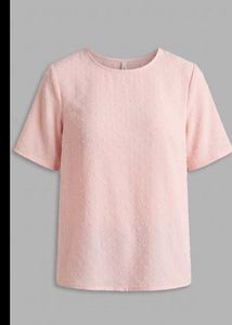 Pink Textured Short Sleeve Top