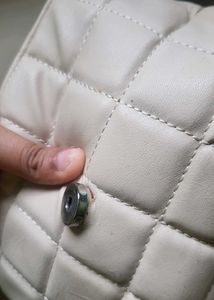 Chic Quilted Cream Handbag