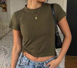 Olive Green Ruched T-Shirt