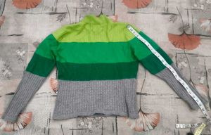 Color Block Zip-Up Sweater