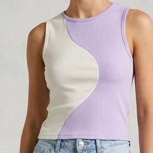 Two-Tone Ribbed Tank Top