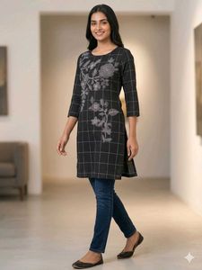 Stylish Black Kurta with Floral print