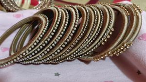 Gold &amp; Pearl Bangles - Set of 10