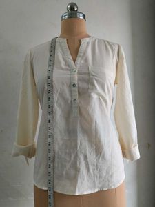 Cream V-Neck Button-Up Tunic