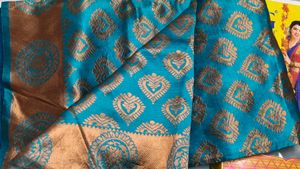 Beautiful Teal Brocade Dress Material