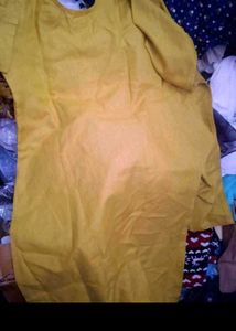 Yellow Kurta Set with Blue Dupatta