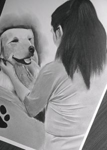 Dog With Girl Sketch  Beautiful Handmade Work